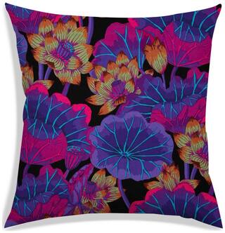 RADANYA Floral Polyester Black Cushion Cover ( Large , Pack of 1 )