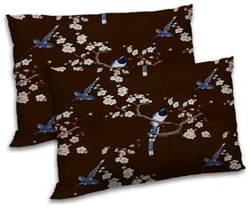 RADANYA Polyester Floral Pillow Covers ( Pack of 2 , Brown )