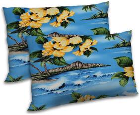 RADANYA Polyester Floral Pillow Covers ( Pack of 2 , Blue )