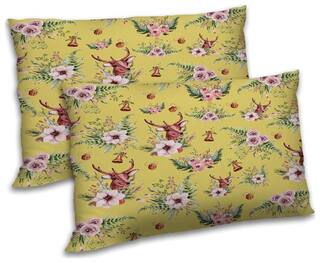 RADANYA Polyester Floral Pillow Covers ( Pack of 2 , Yellow )