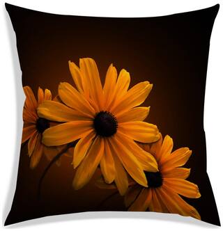 RADANYA Floral Polyester Yellow Cushion Cover ( Regular , Pack of 1 )