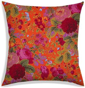 RADANYA Floral Polyester Orange Cushion Cover ( Extra large , Pack of 1 )