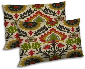 RADANYA Polyester Floral Pillow Covers ( Pack of 2 , Beige )