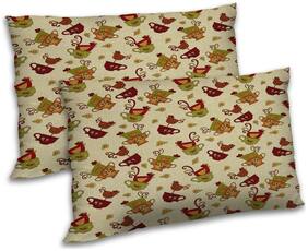 RADANYA Polyester Floral Pillow Covers ( Pack of 2 , Beige )