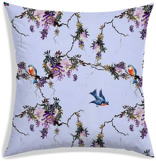 RADANYA Floral Polyester Blue Cushion Cover ( Large , Pack of 1 )