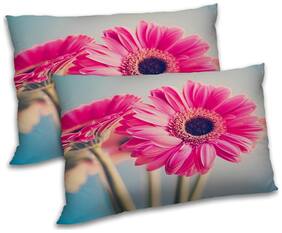 RADANYA Polyester Floral Pillow Covers ( Pack of 2 , Blue )