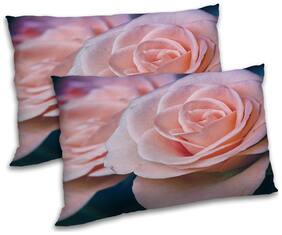 RADANYA Polyester Floral Pillow Covers ( Pack of 2 , Peach )