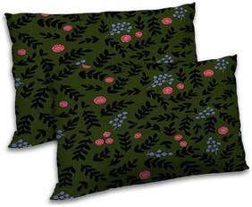 RADANYA Polyester Floral Pillow Covers ( Pack of 2 , Green )