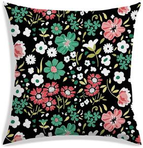 RADANYA Floral Polyester Black Cushion Cover ( Extra large , Pack of 1 )