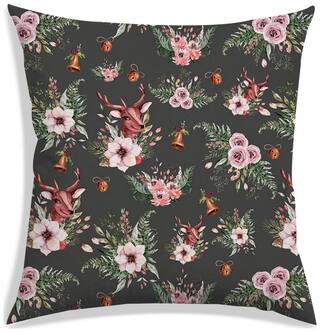 RADANYA Floral Polyester Grey Cushion Cover ( Extra large , Pack of 1 )