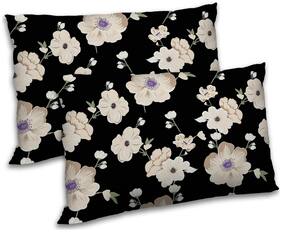 RADANYA Polyester Floral Pillow Covers ( Pack of 2 , Black )