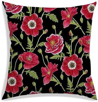 RADANYA Floral Polyester Black Cushion Cover ( Small , Pack of 1 )