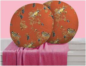 RADANYA Floral Digitally Printed Round Cushion Cover Pillow Case Home D cor Set of 2 ,16 inch,Orange