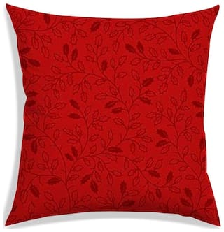 RADANYA Floral Polyester Red Cushion Cover ( Extra large , Pack of 1 )