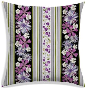 RADANYA Floral Polyester Black Cushion Cover ( Large , Pack of 1 )