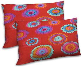 RADANYA Polyester Floral Pillow Covers ( Pack of 2 , Orange )