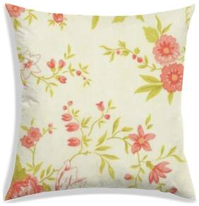 RADANYA Floral Polyester Cream Cushion Cover ( Large , Pack of 1 )