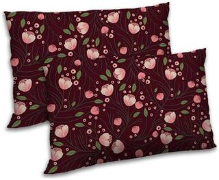 RADANYA Polyester Floral Pillow Covers ( Pack of 2 , Maroon )