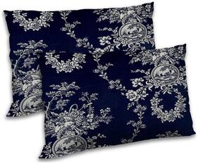 RADANYA Polyester Floral Pillow Covers ( Pack of 2 , Blue )