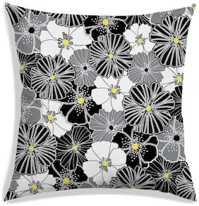 RADANYA Floral Polyester Black Cushion Cover ( Large , Pack of 1 )