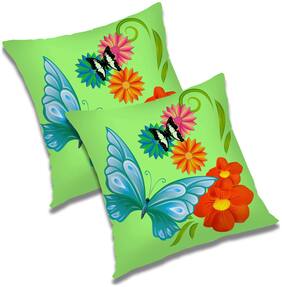 RADANYA Floral Polyester Orange Cushion Cover ( Regular , Pack of 2 )