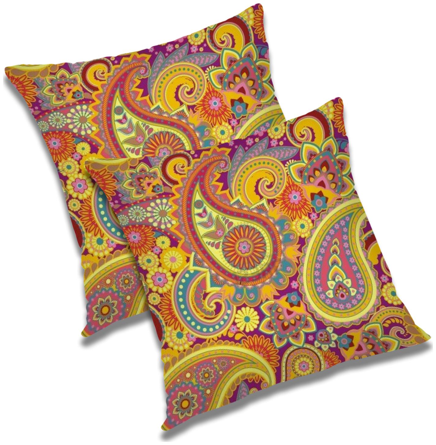 

RADANYA Floral Polyester Yellow Cushion Cover ( Regular Pack of 2 )