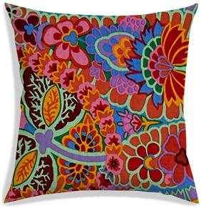 RADANYA Floral Polyester Orange Cushion Cover ( Large , Pack of 1 )