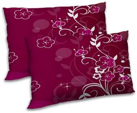 RADANYA Polyester Floral Pillow Covers ( Pack of 2 , Maroon )