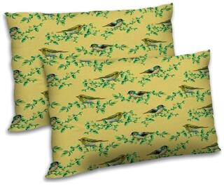 RADANYA Polyester Floral Pillow Covers ( Pack of 2 , Beige )