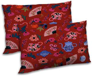 RADANYA Polyester Floral Pillow Covers ( Pack of 2 , Red )