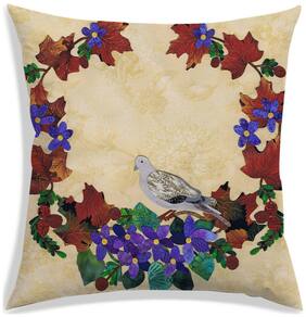 RADANYA Floral Polyester Beige Cushion Cover ( Large , Pack of 1 )