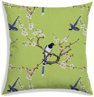 RADANYA Floral Polyester Green Cushion Cover ( Small , Pack of 1 )