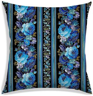 RADANYA Floral Polyester Black Cushion Cover ( Large , Pack of 1 )