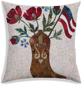RADANYA Floral Polyester Cream Cushion Cover ( Large , Pack of 1 )