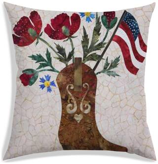 RADANYA Floral Polyester Cream Cushion Cover ( Large , Pack of 1 )