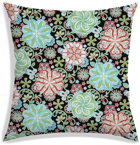 RADANYA Floral Polyester Black Cushion Cover ( Large , Pack of 1 )