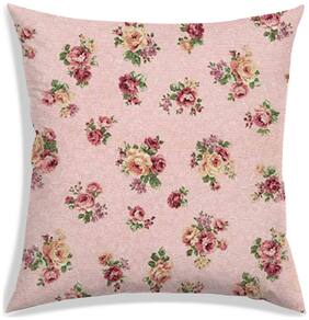 RADANYA Floral Polyester Pink Cushion Cover ( Large , Pack of 1 )