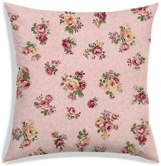 RADANYA Floral Polyester Pink Cushion Cover ( Large , Pack of 1 )