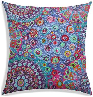 RADANYA Floral Polyester Blue Cushion Cover ( Large , Pack of 1 )