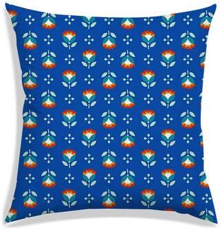 RADANYA Floral Polyester Blue Cushion Cover ( Regular , Pack of 1 )