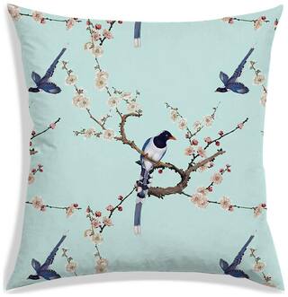 RADANYA Floral Polyester Blue Cushion Cover ( Regular , Pack of 1 )