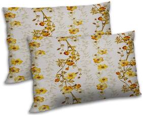 RADANYA Polyester Floral Pillow Covers ( Pack of 2 , Beige )