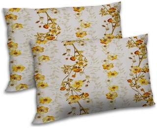 RADANYA Polyester Floral Pillow Covers ( Pack of 2 , Beige )
