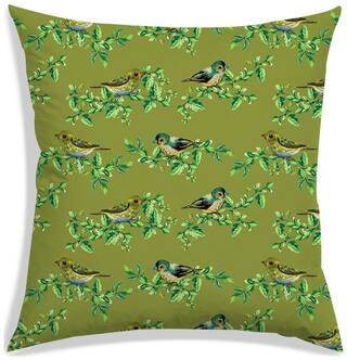 RADANYA Floral Polyester Green Cushion Cover ( Regular , Pack of 1 )