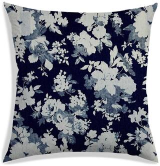 RADANYA Floral Polyester Blue Cushion Cover ( Large , Pack of 1 )