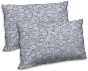 RADANYA Polyester Floral Pillow Covers ( Pack of 2 , Grey )