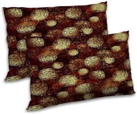 RADANYA Polyester Floral Pillow Covers ( Pack of 2 , Brown )