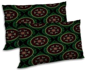 RADANYA Polyester Floral Pillow Covers ( Pack of 2 , Green )