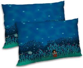 RADANYA Polyester Floral Pillow Covers ( Pack of 2 , Blue )