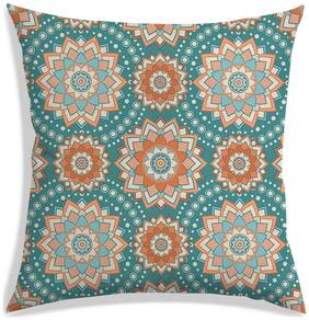 RADANYA Floral Polyester Green Cushion Cover ( Regular , Pack of 1 )
